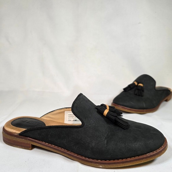Sperry Top-Sider Shoes - Sperry Seaport Levy‎ Womens 7 Black Nubuck Tassel Mule Loafers Preppy Academia